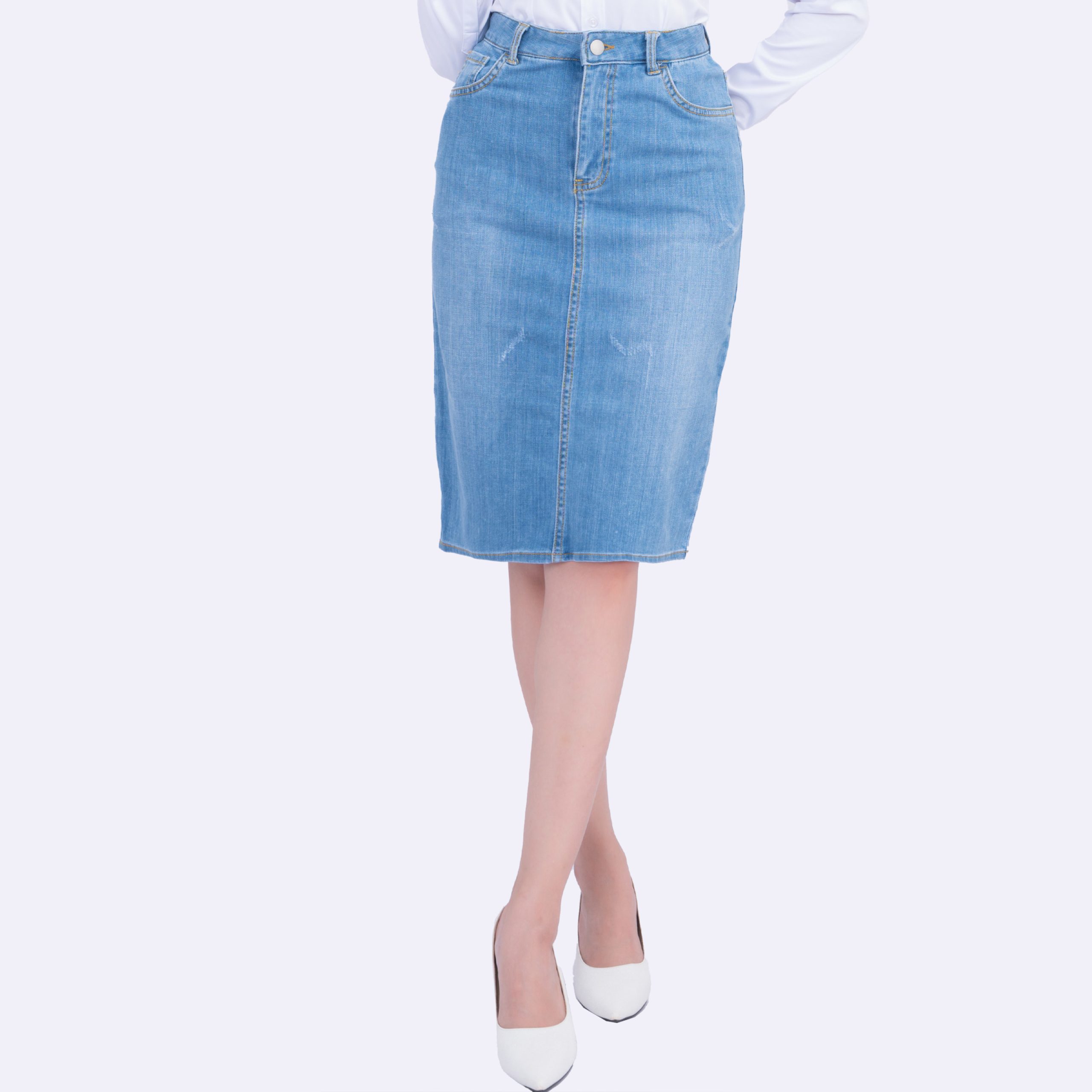 Chân váy nữ công sở dáng jean Thái Hòa 23CJW-100