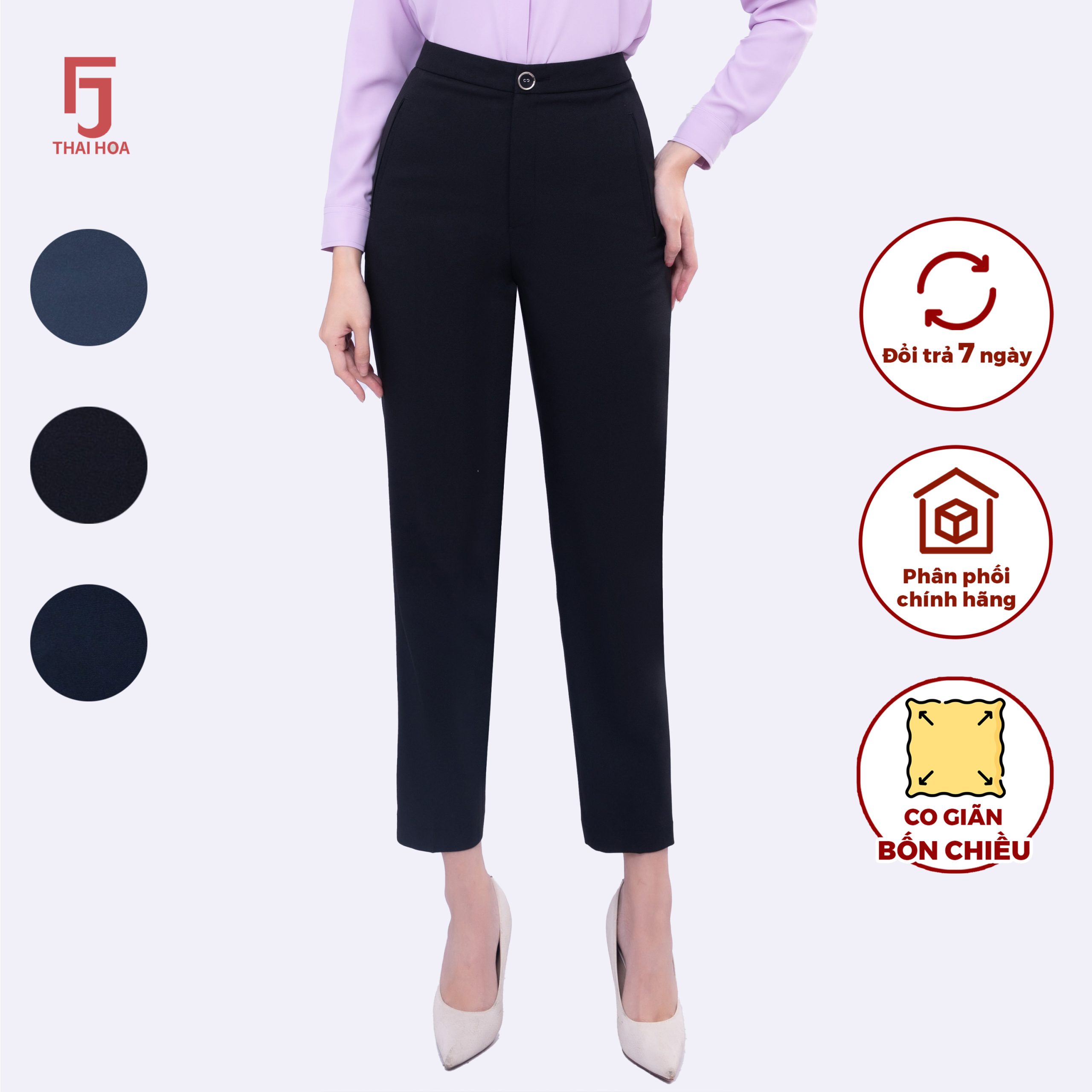 Quần baggy nữ công sở sợi gỗ sồi Thái Hoà QAW1816-R17 (tinh chất 97%)