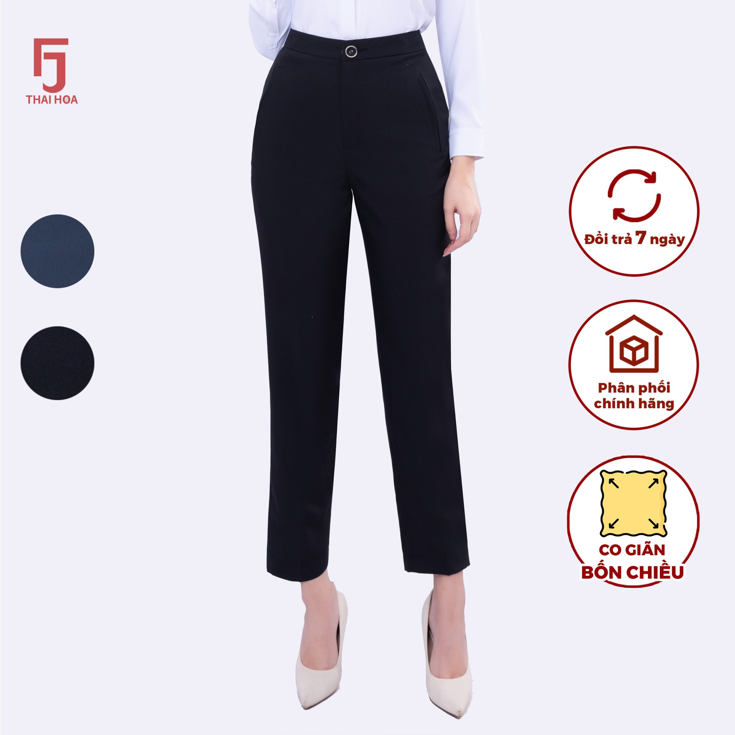 Quần baggy nữ công sở sợi gỗ sồi Thái Hoà QAW1816-R16 (tinh chất 95%)